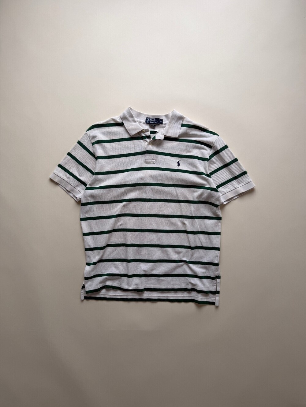 Vintage 90's Polo Ralph Lauren White Green Striped Polo shirt